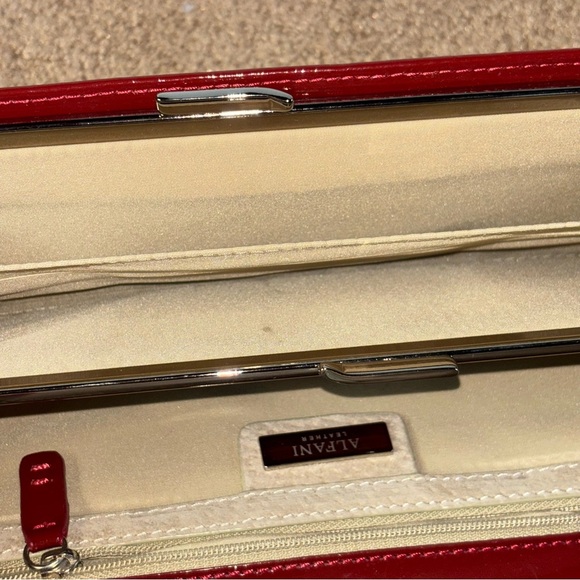 Alfani Burgundy Patent Leather Evening Clutch Purse - Picture 5 of 7